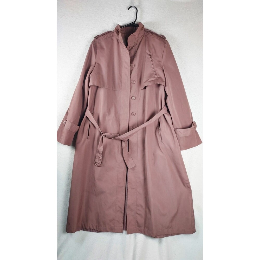 A.M. Creations Women’s Mauve Trench Coat Size 15/16 Made in Korea Belted - Picture 1 of 10